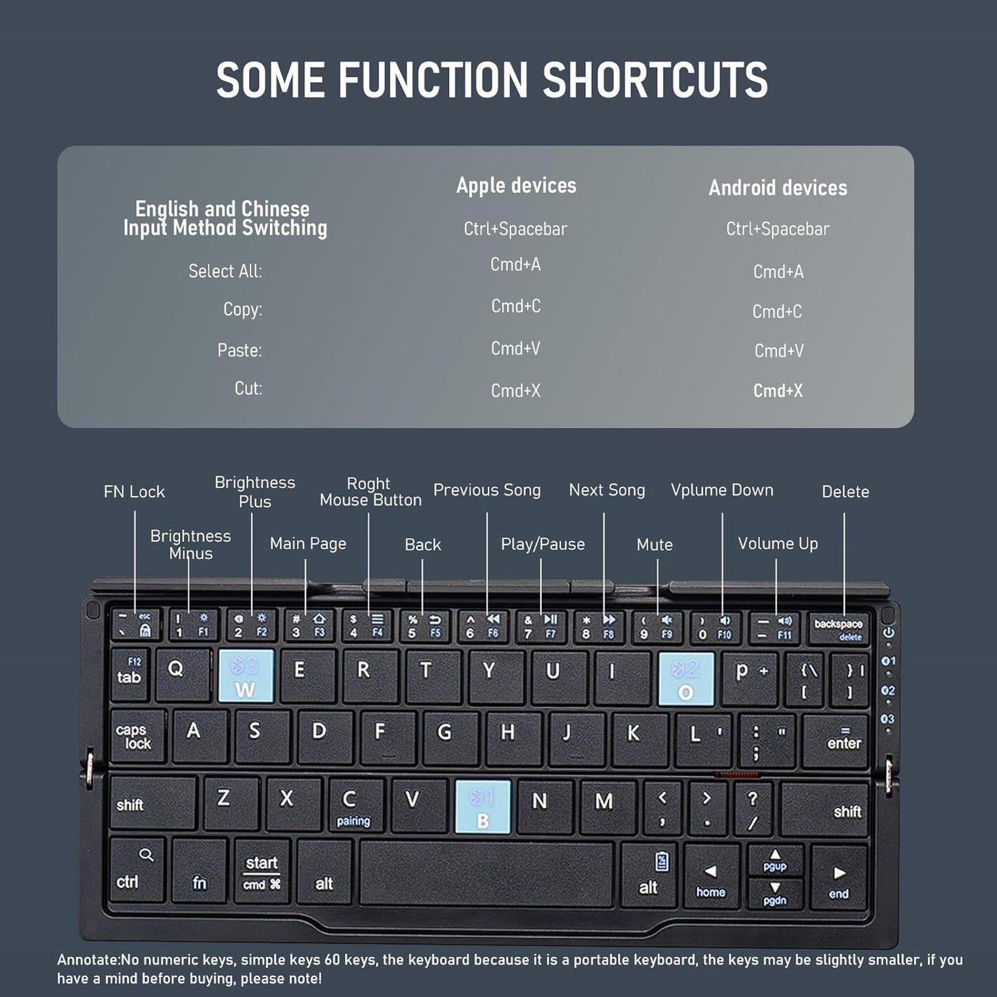 Folding Mini Keyboard for Phone / Tablet